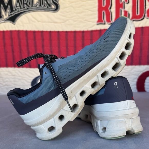 Size 9.5 - On Cloudmonster Shoes Womens Blue Green Running Sneakers Road Cushion - Picture 13 of 13